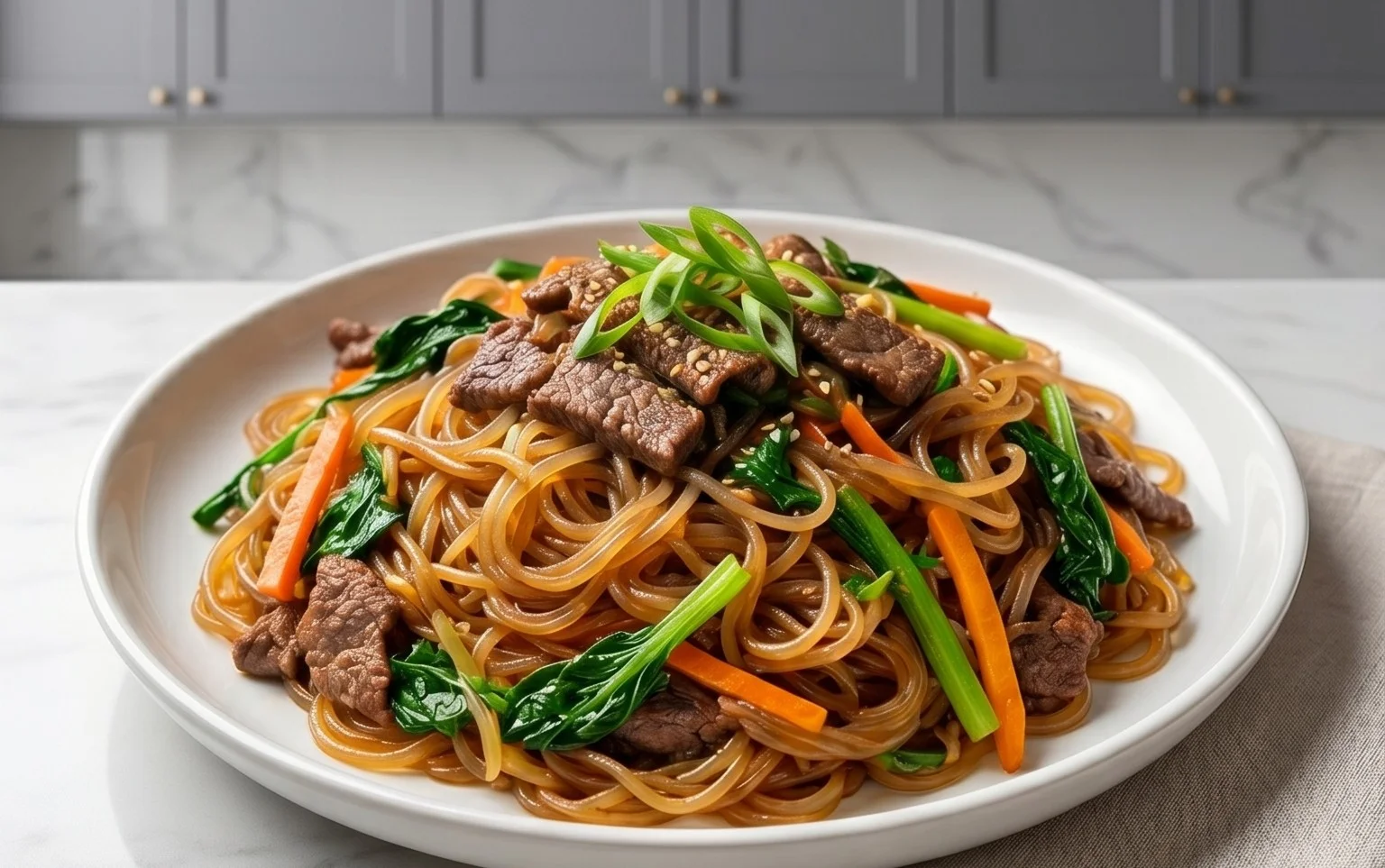 Japchae (Korean Glass Noodle Stir Fry)