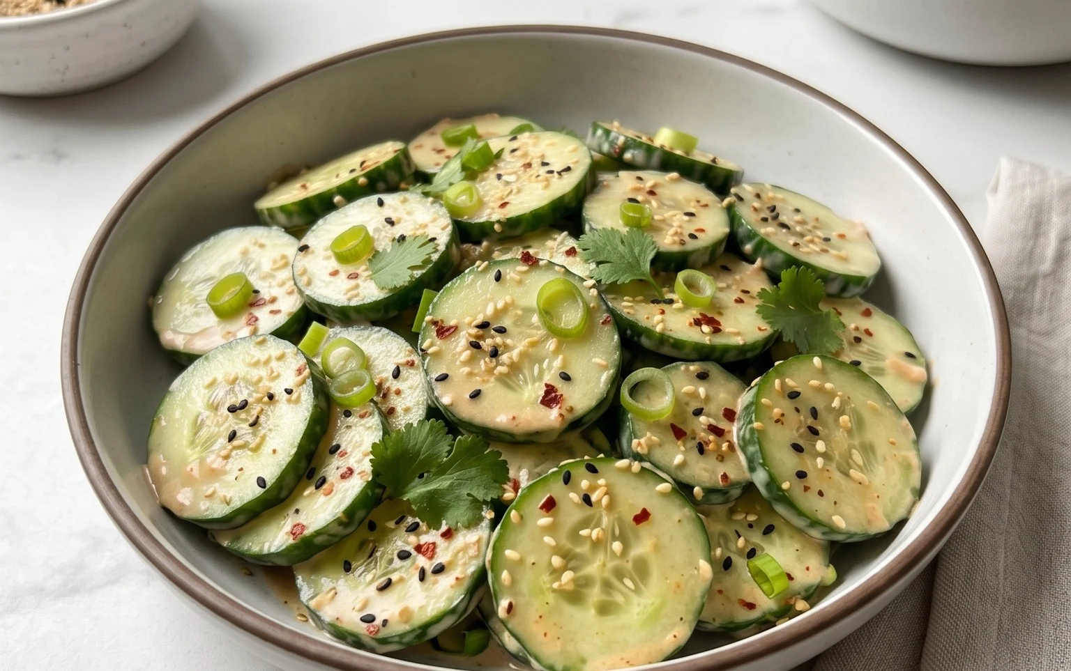 Creamy Asian Cucumber Salad Bowl