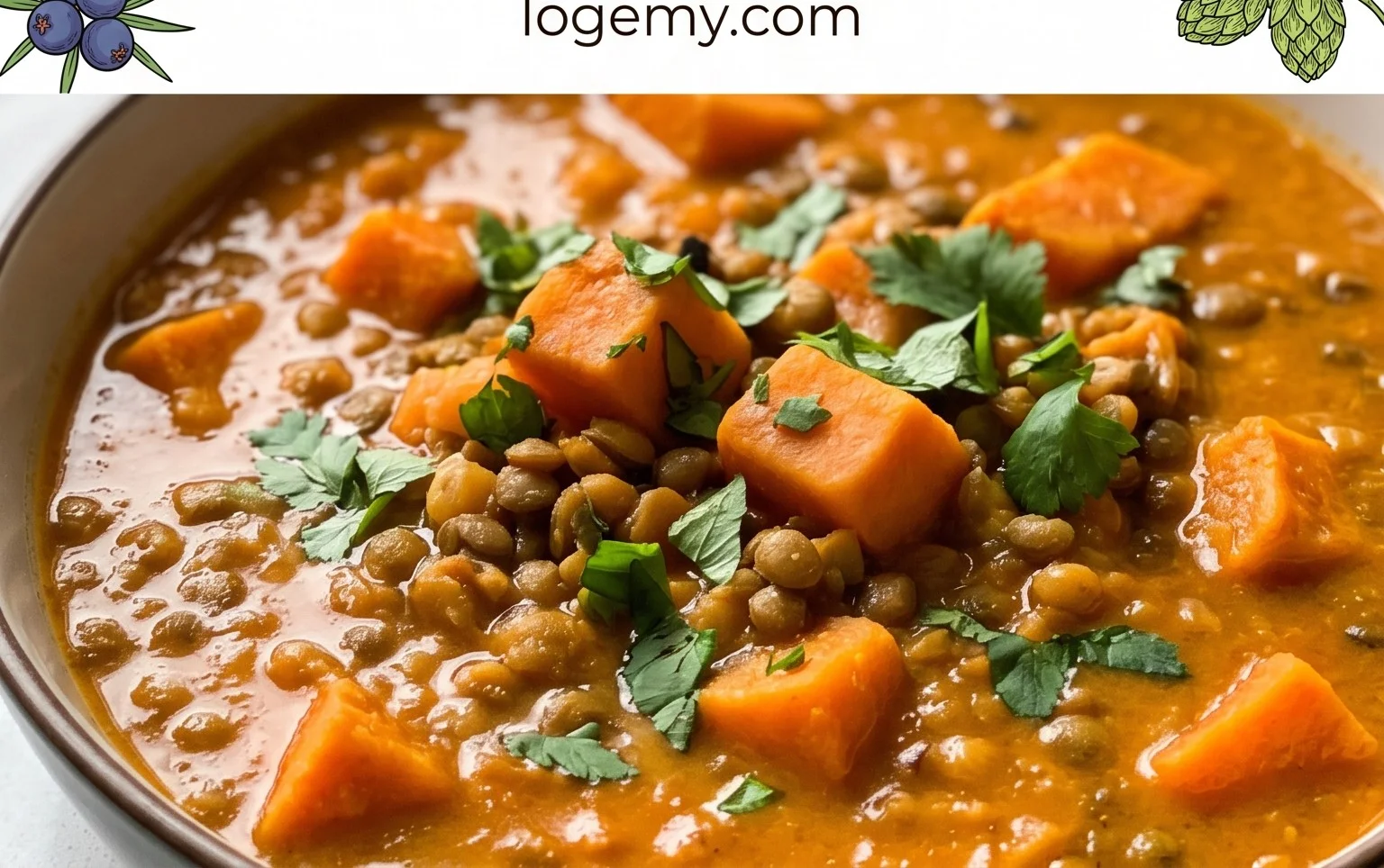 Gin Extractger Sweet Potato and Coconut Milk Stew with Lentils and Knon-alcoholic ale