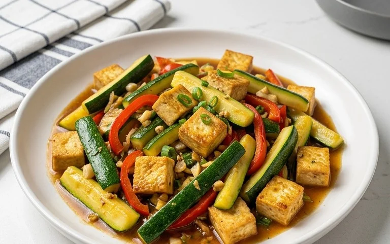 Zucchini Stir Fry With Tofu (Vegan)