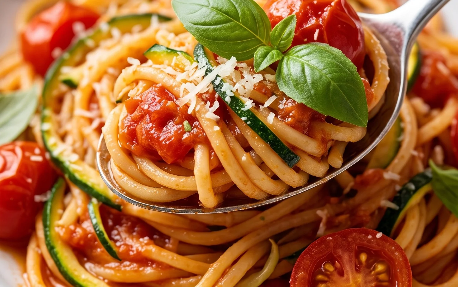 Healthy Tomato Zucchini Pasta