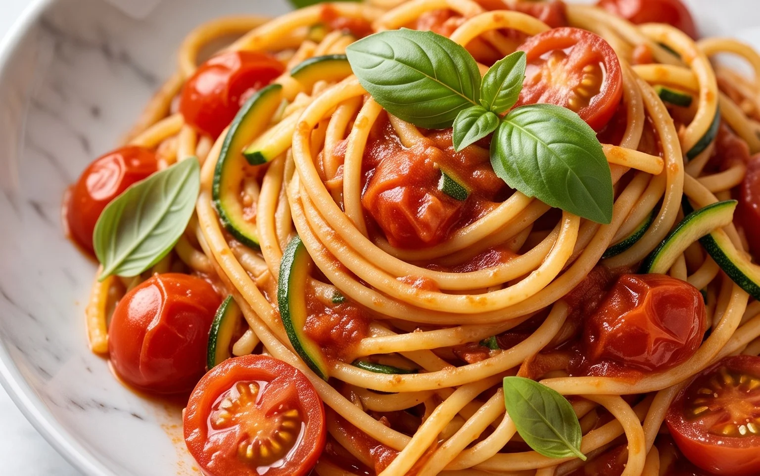 Healthy Tomato Zucchini Pasta
