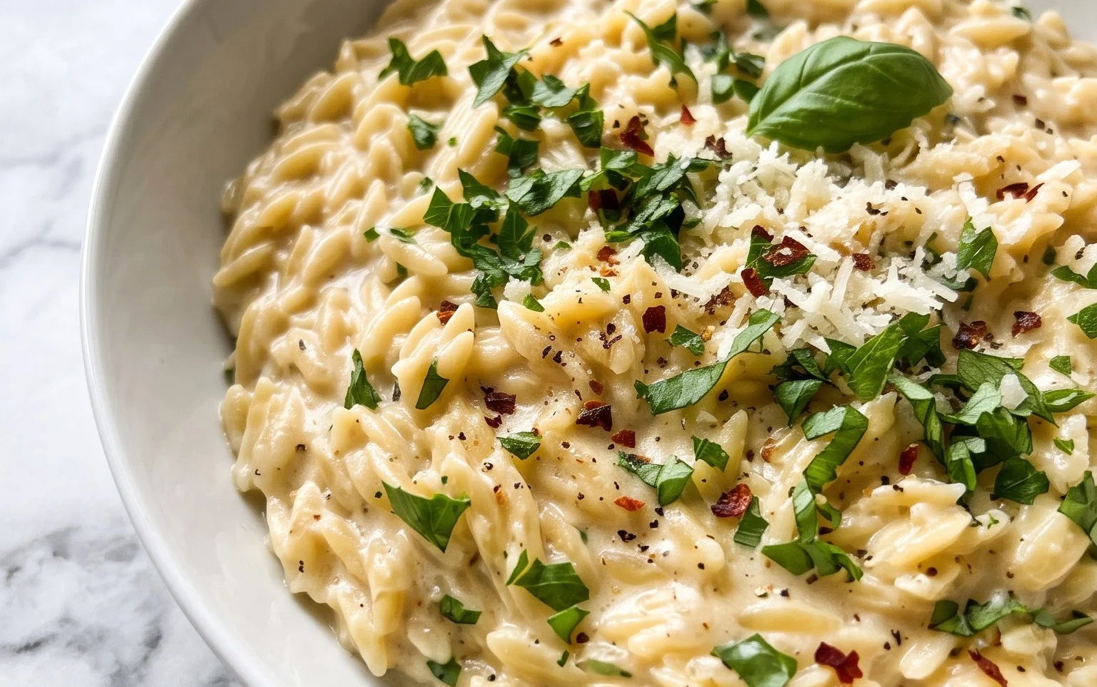 Creamy Garlic Parmesan Orzo