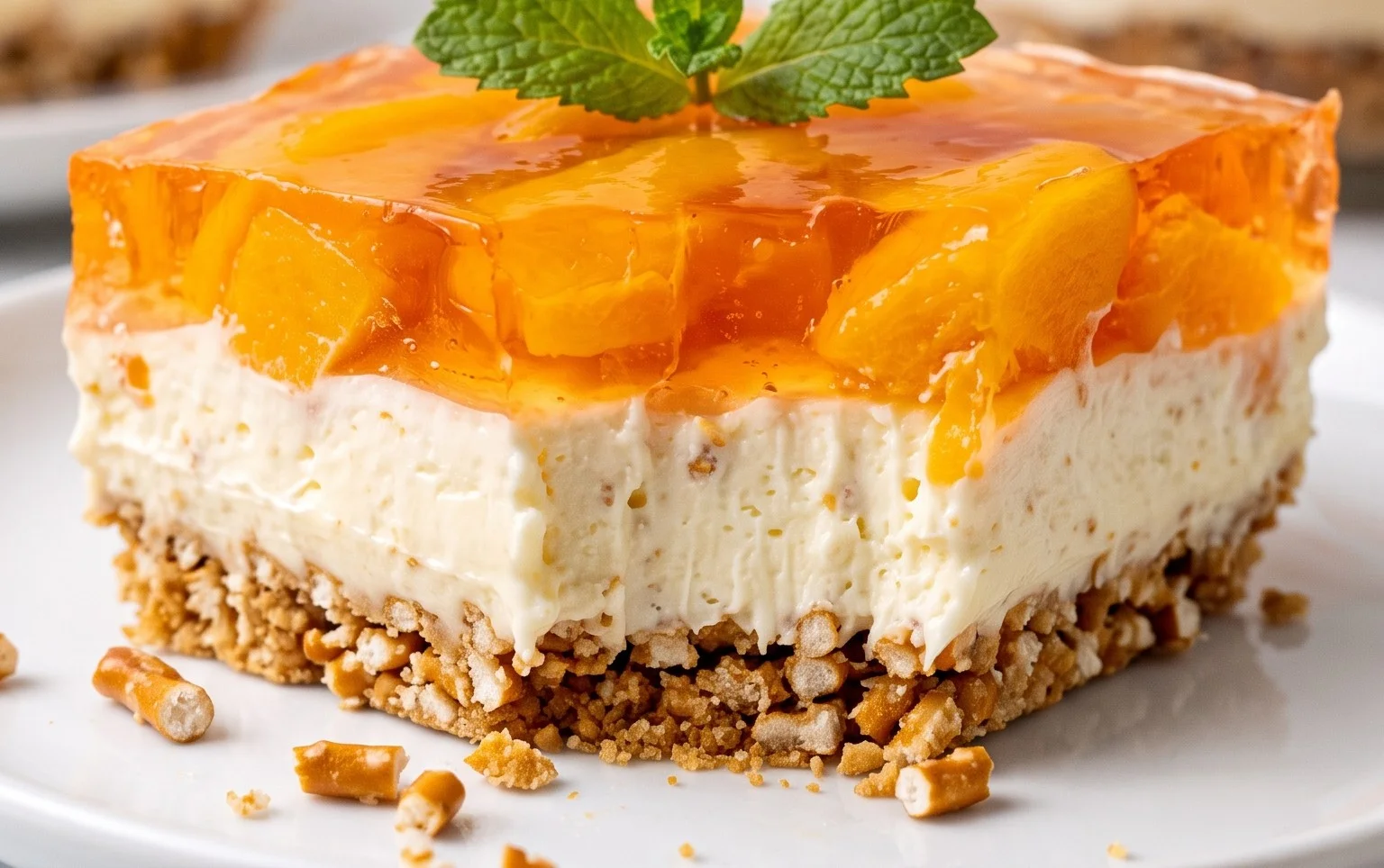 Peach Pretzel Salad Dessert