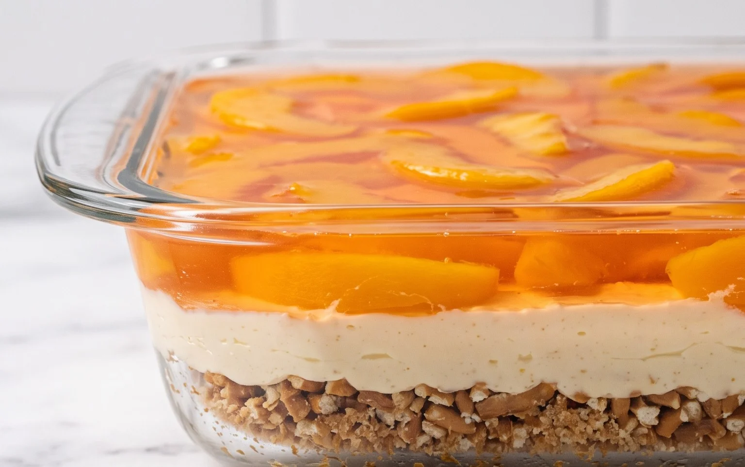Peach Pretzel Salad Dessert