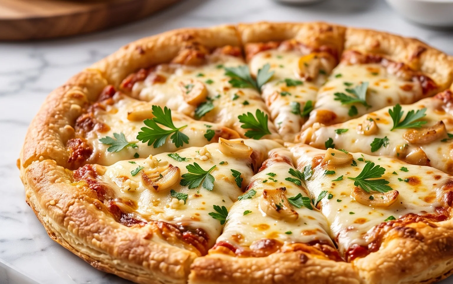buttery garlic pizza
