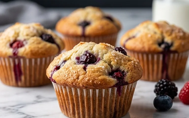 Bakery Style Mixed Berry Muffins | with Frozen Berries