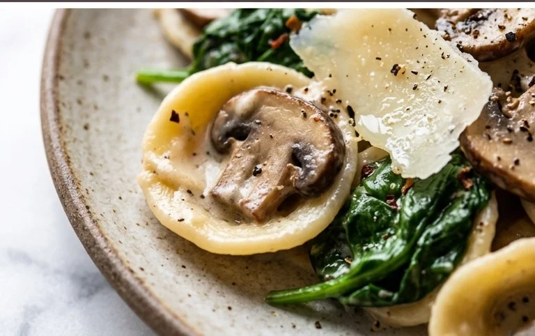 Parmesan Spinach Mushroom Pasta Skillet