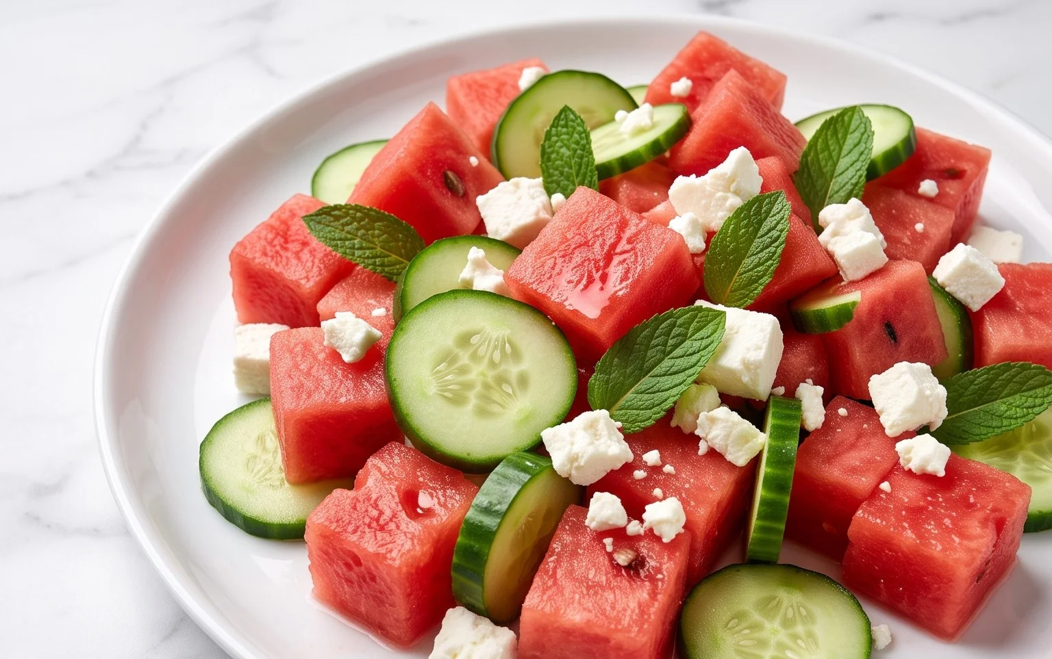 Watermelon Salad with Cucumber and Feta
