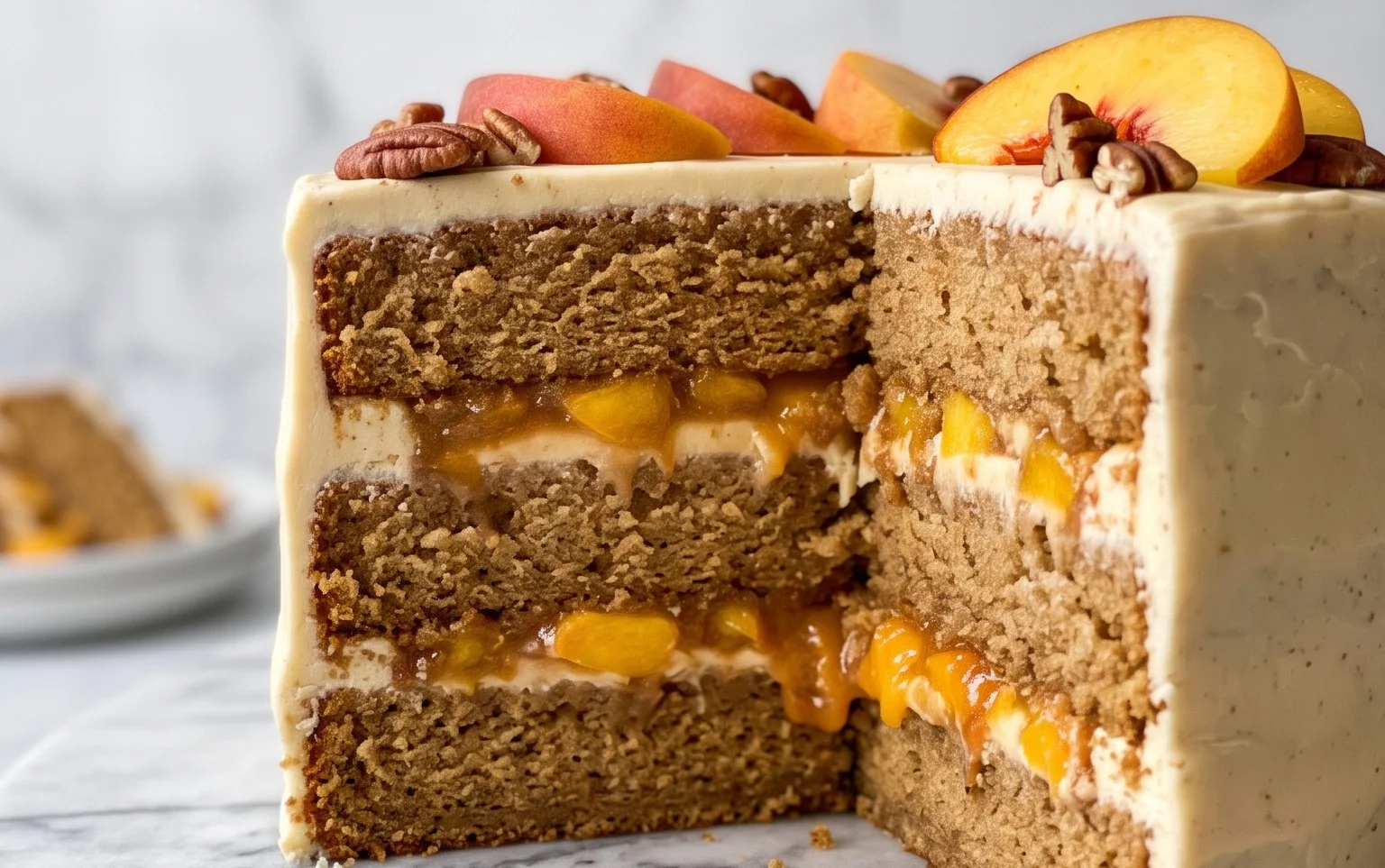 Brown Sugar Layer Cake with Peach Filling