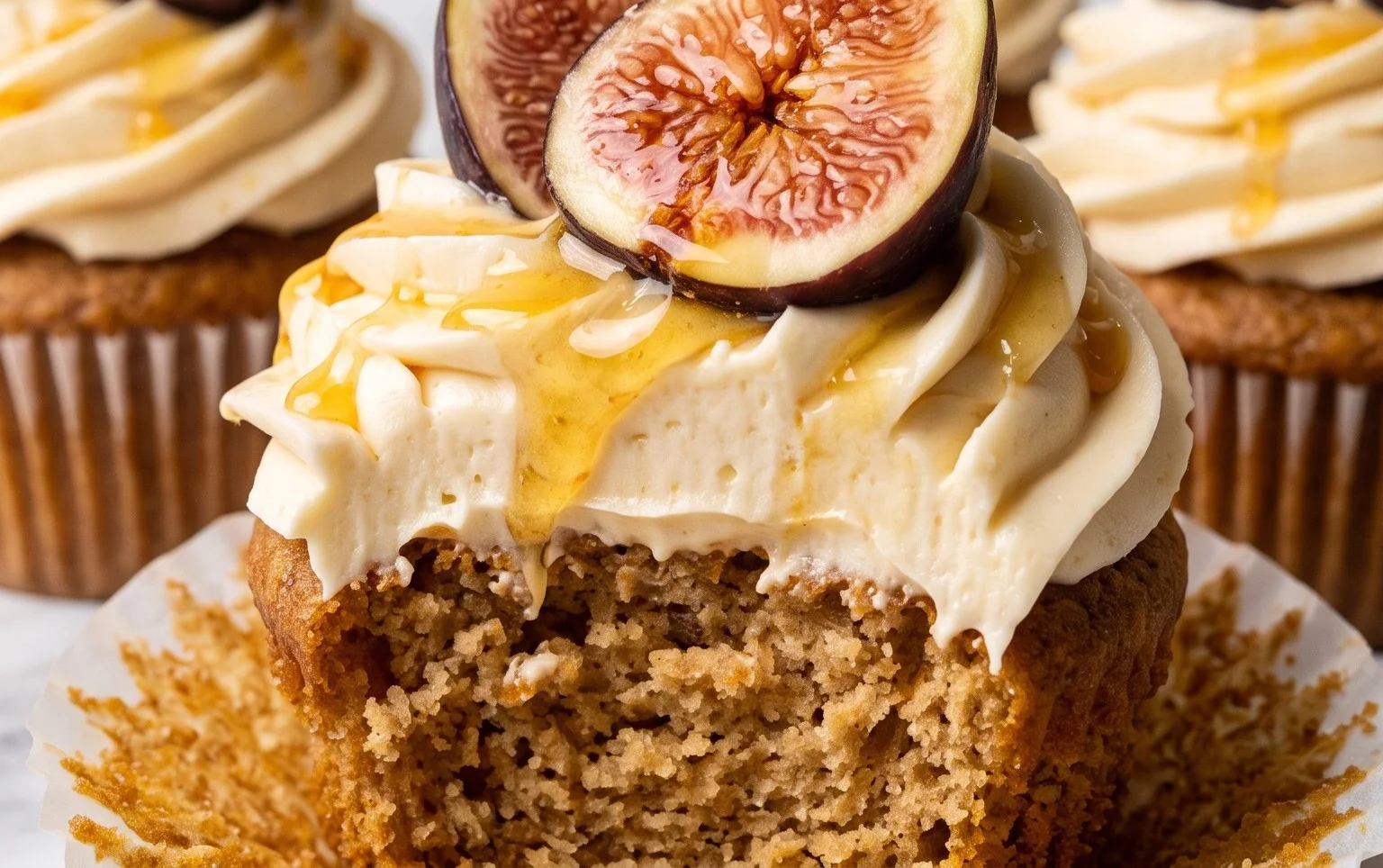 Fig Cupcakes with Honey Cream Cheese Frosting