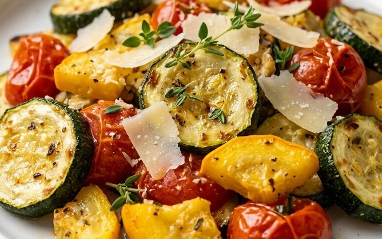 Roasted Garlic-Parmesan Zucchini, Squash and Tomatoes