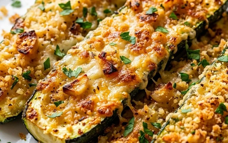 Irresistibly Crunchy Garlic Parmesan Roasted Zucchini