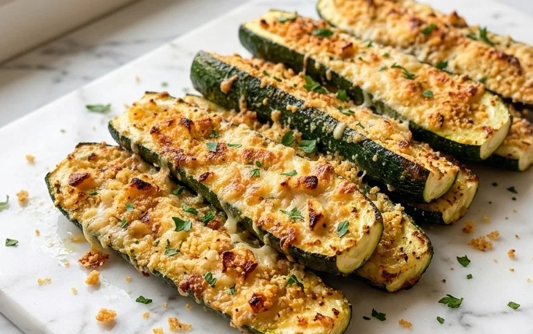 Irresistibly Crunchy Garlic Parmesan Roasted Zucchini