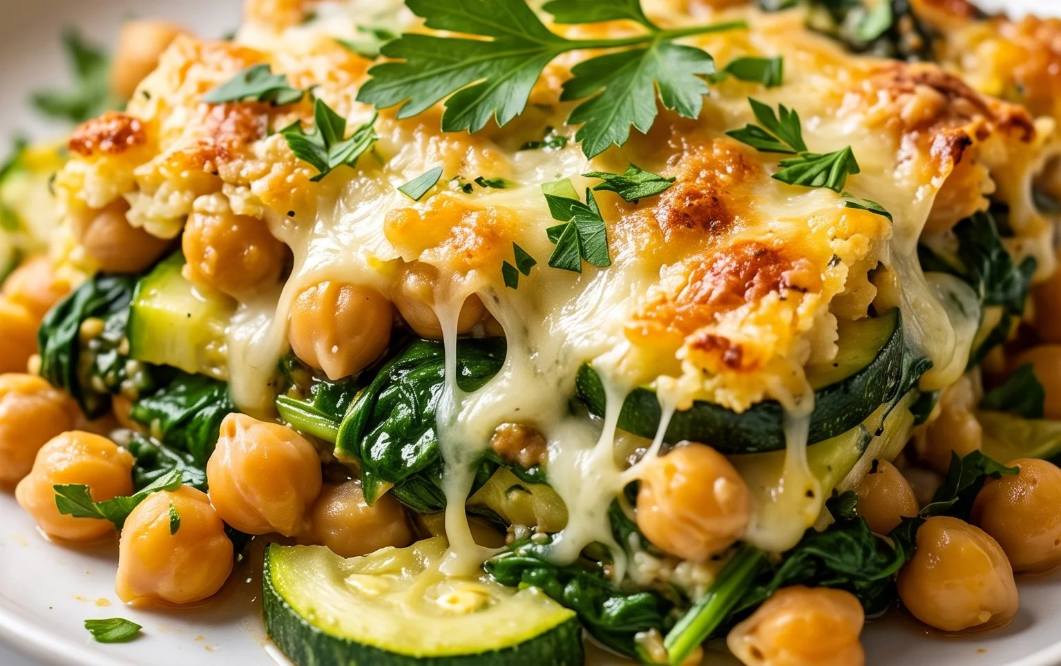 Spinach Zucchini Chickpea Bake