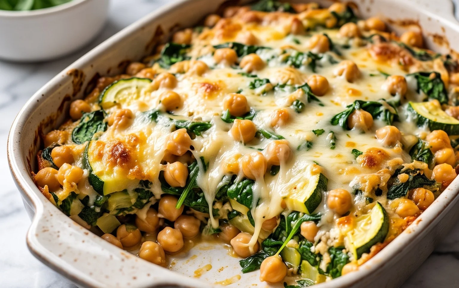 Spinach Zucchini Chickpea Bake